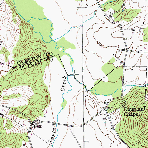 Topographic Map of Hurricane Creek, TN