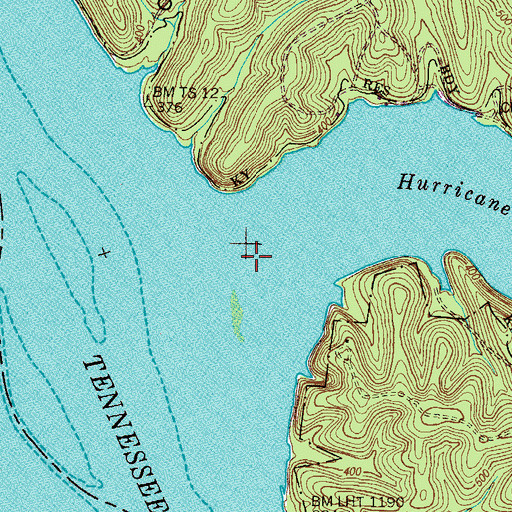 Topographic Map of Hurricane Creek, TN