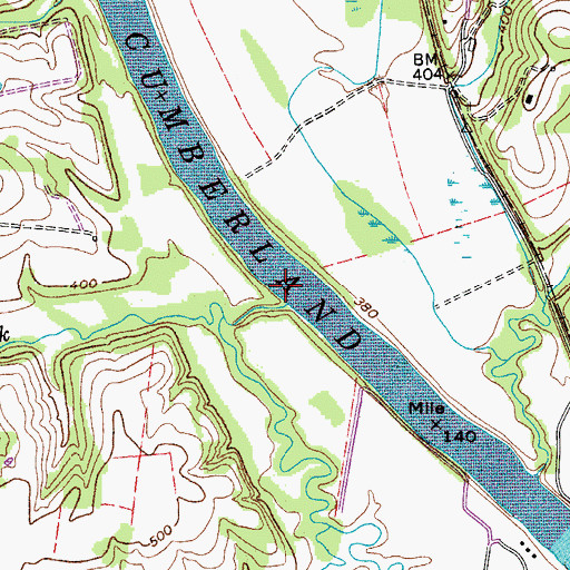 Topographic Map of Hurricane Creek, TN