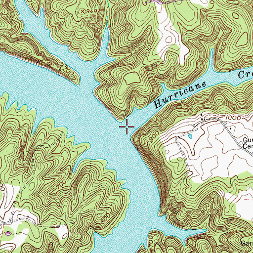 Topographic Map of Hurricane Creek, TN