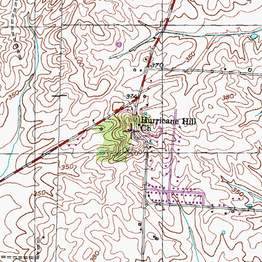 Topographic Map of Hurricane Hill Church, TN