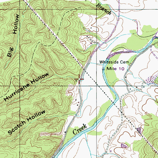 Topographic Map of Hurricane Hollow, TN