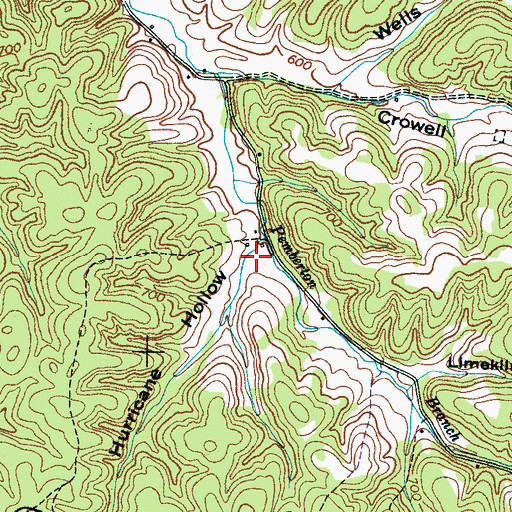 Topographic Map of Hurricane Hollow, TN