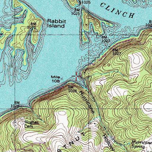 Topographic Map of Hurricane Hollow, TN