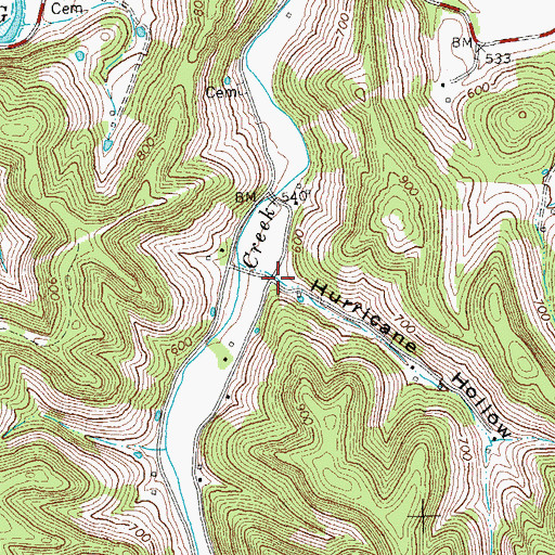 Topographic Map of Hurricane Hollow, TN