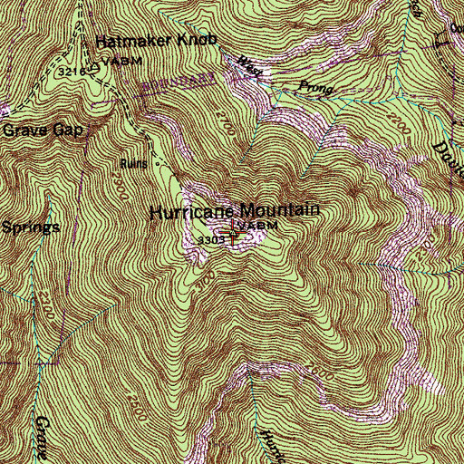 Topographic Map of Hurricane Mountain, TN