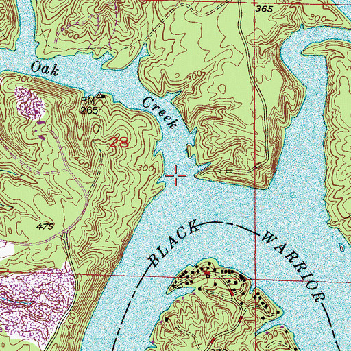 Topographic Map of White Oak Creek, AL