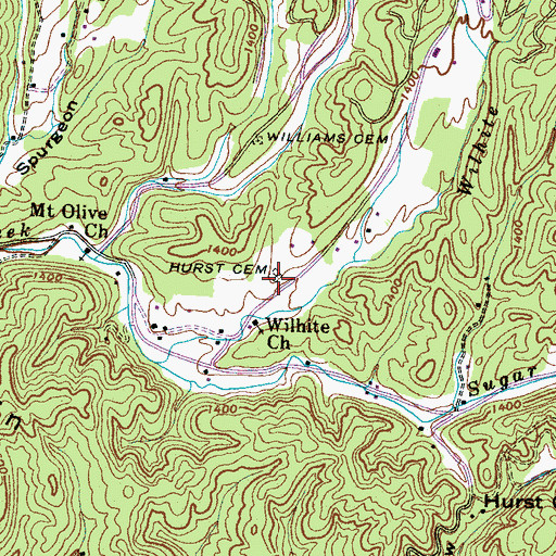 Topographic Map of Hurst Cemetery, TN