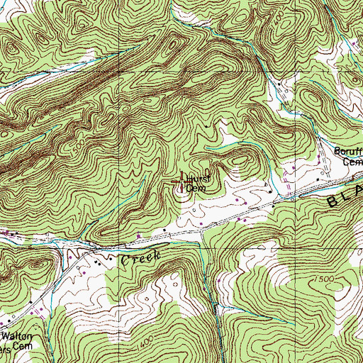 Topographic Map of Hurst Cemetery, TN