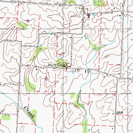 Topographic Map of Hurt Cemetery, TN