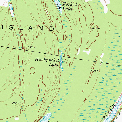 Topographic Map of Hushpucket Lake, TN
