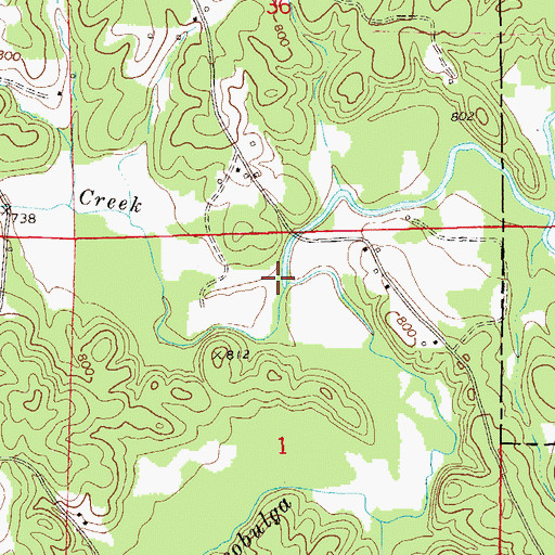 Topographic Map of White Oak Creek, AL