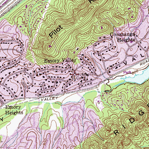 Topographic Map of Hutcheson Cemetery, TN