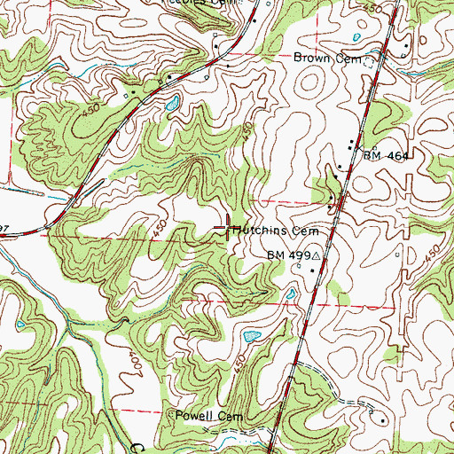 Topographic Map of Hutchins Cemetery, TN