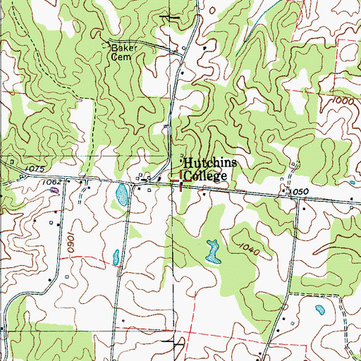 Topographic Map of Hutchins College, TN