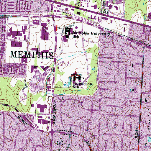 Topographic Map of Hutchison School, TN