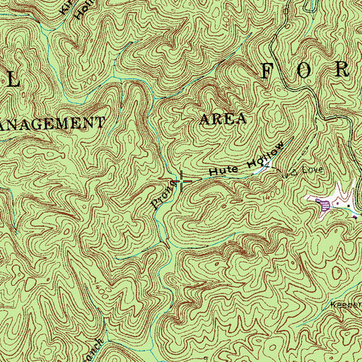 Topographic Map of Hute Hollow, TN