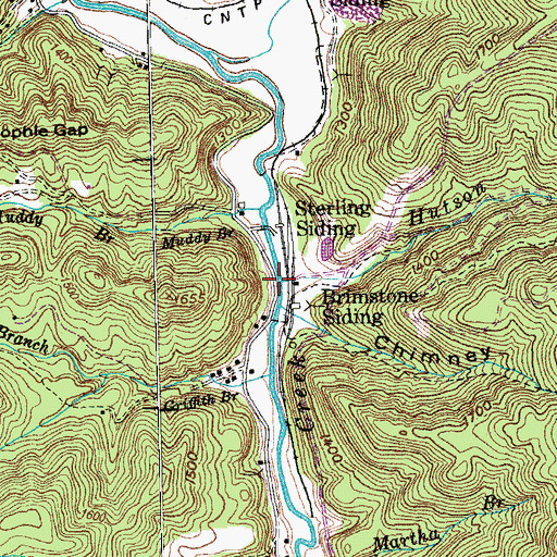 Topographic Map of Hutson Branch, TN