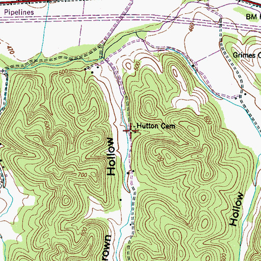 Topographic Map of Hutton Cemetery, TN