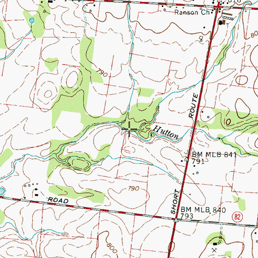 Topographic Map of Hutton Creek, TN