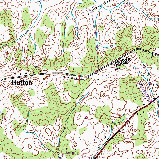 Topographic Map of Hutton Ridge, TN