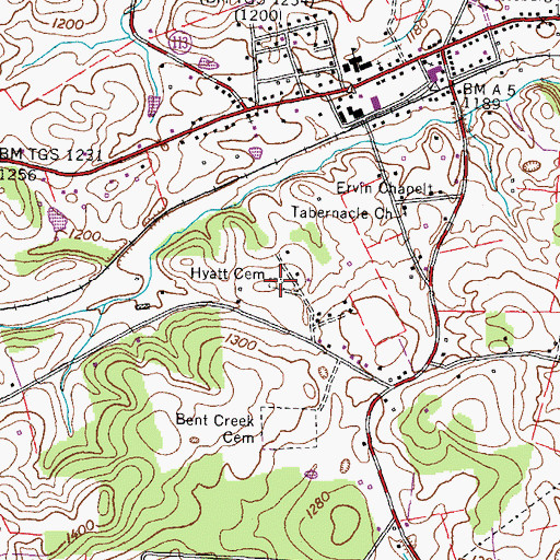 Topographic Map of Hyatt Cemetery, TN