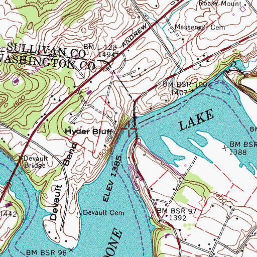 Topographic Map of Hyder Bluff, TN