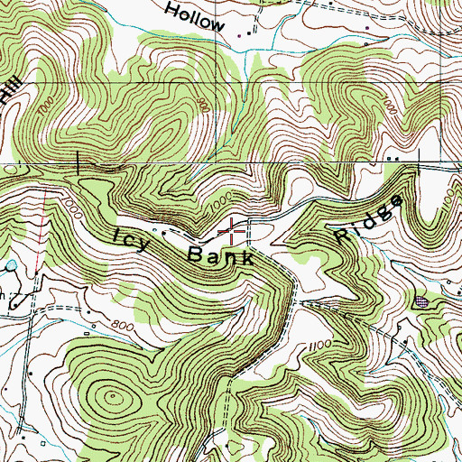 Topographic Map of Icy Bank Ridge, TN
