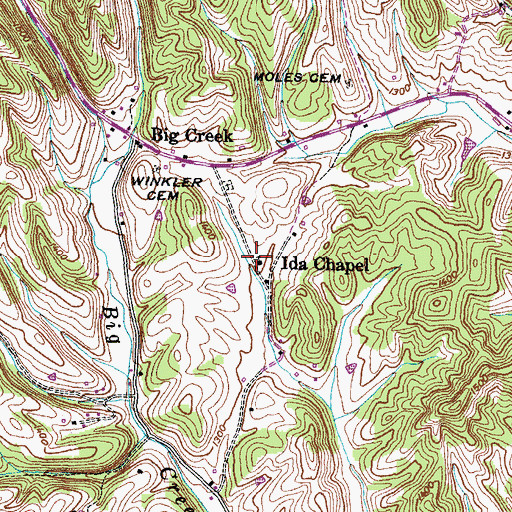 Topographic Map of Ida Chapel, TN