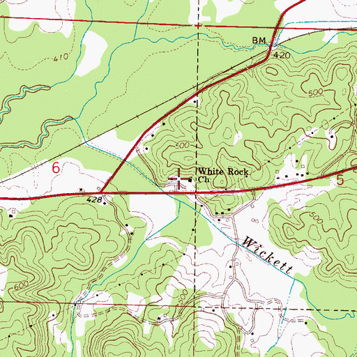Topographic Map of White Rock Church, AL
