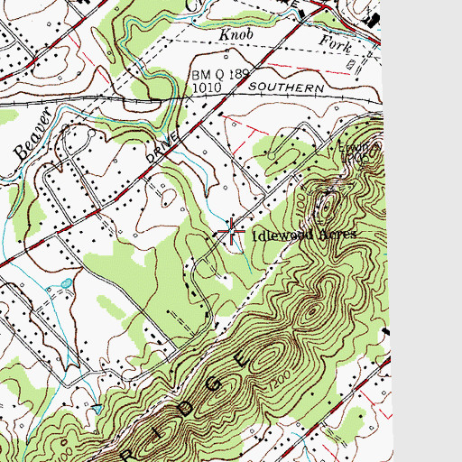 Topographic Map of Idlewood Acres, TN