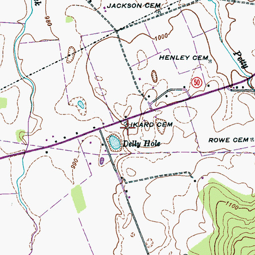 Topographic Map of Ikard Cemetery, TN