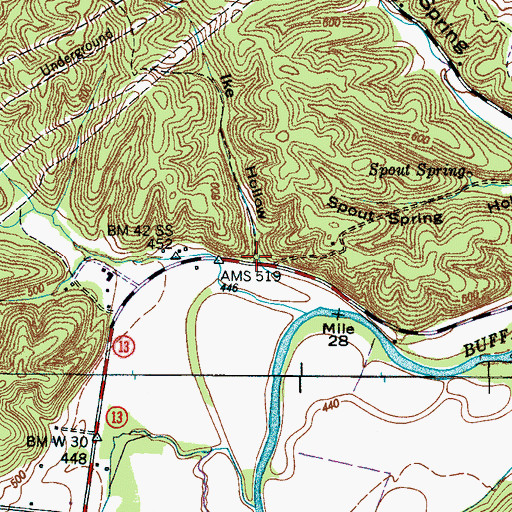 Topographic Map of Ike Hollow, TN