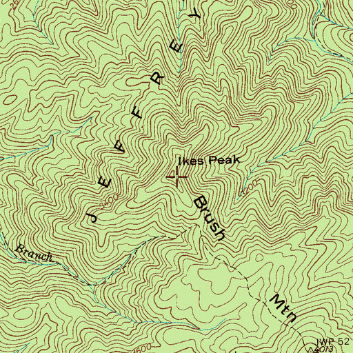 Topographic Map of Ikes Peak, TN