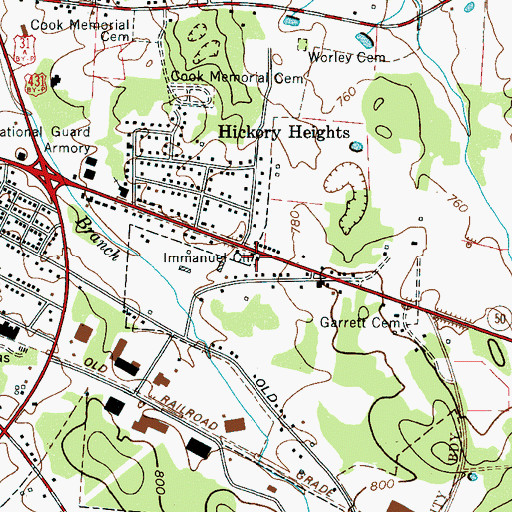 Topographic Map of Immanuel Church, TN
