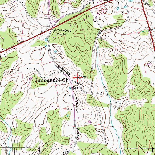 Topographic Map of Immanuel Church, TN
