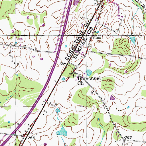 Topographic Map of Immanuel Church, TN