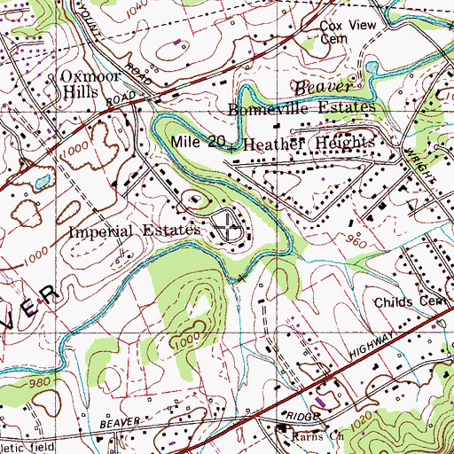 Topographic Map of Imperial Estates, TN