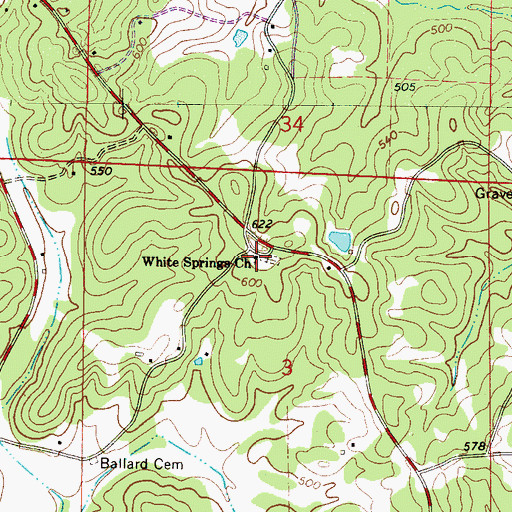 Topographic Map of White Springs Church, AL