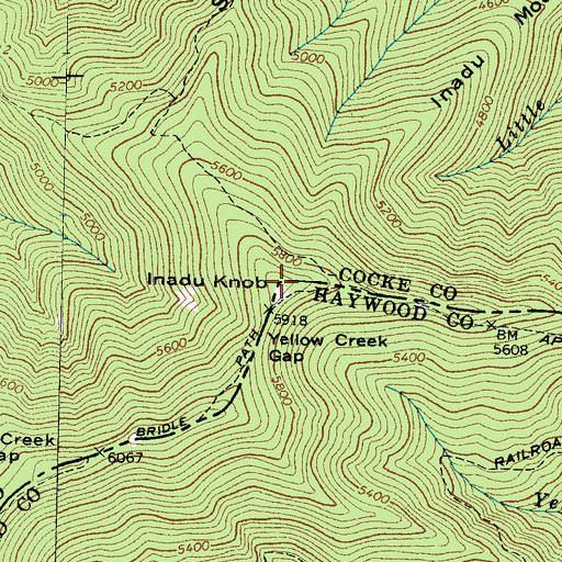 Topographic Map of Inadu Knob, TN
