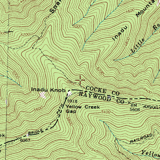 Topographic Map of Inadu Mountain, TN