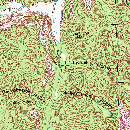 Topographic Map of Incline Hollow, TN