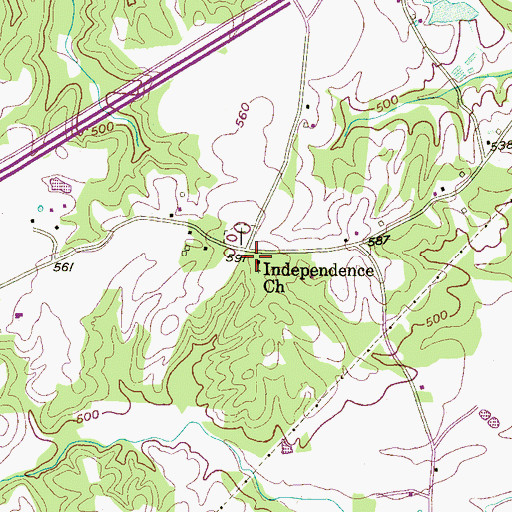 Topographic Map of Independence Church, TN