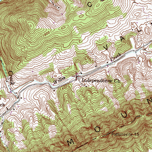 Topographic Map of Independence Church, TN