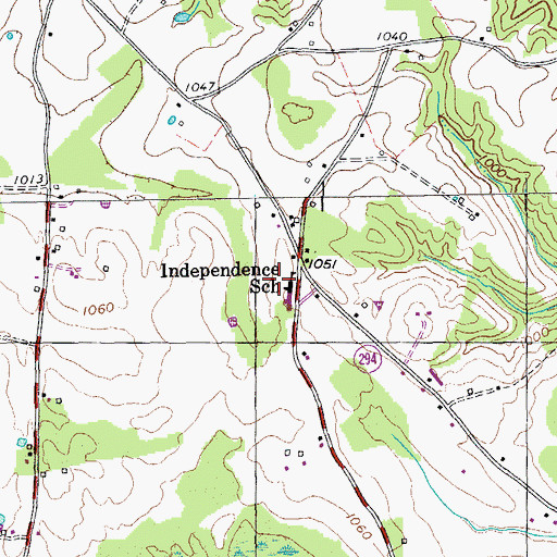 Topographic Map of Independence School, TN