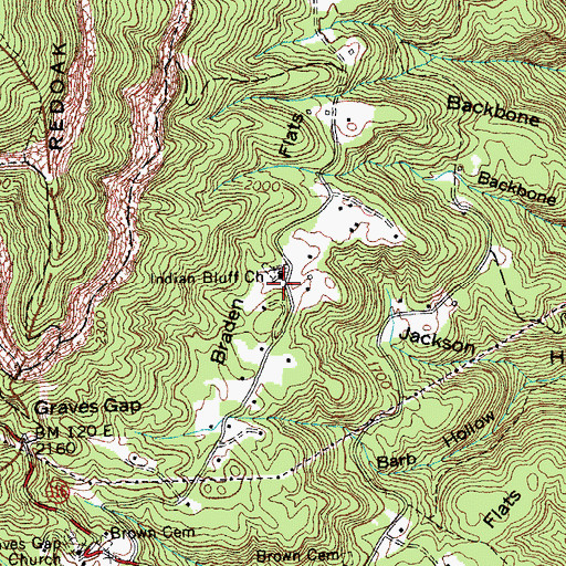 Topographic Map of Indian Bluff Baptist Church, TN