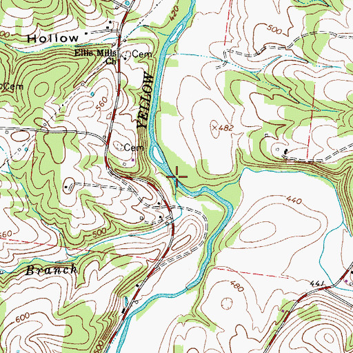 Topographic Map of Indian Branch, TN