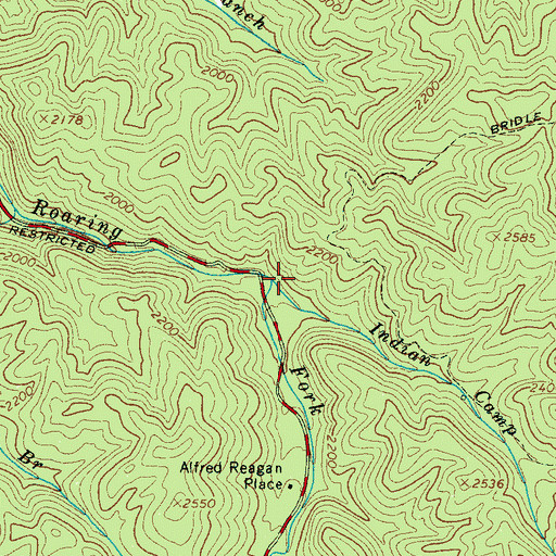 Topographic Map of Indian Camp Branch, TN