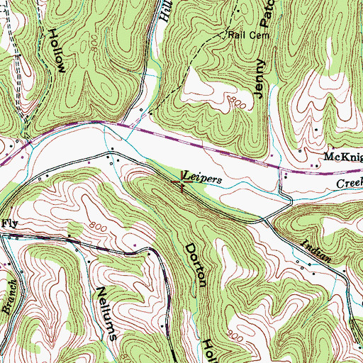 Topographic Map of Indian Camp Branch, TN