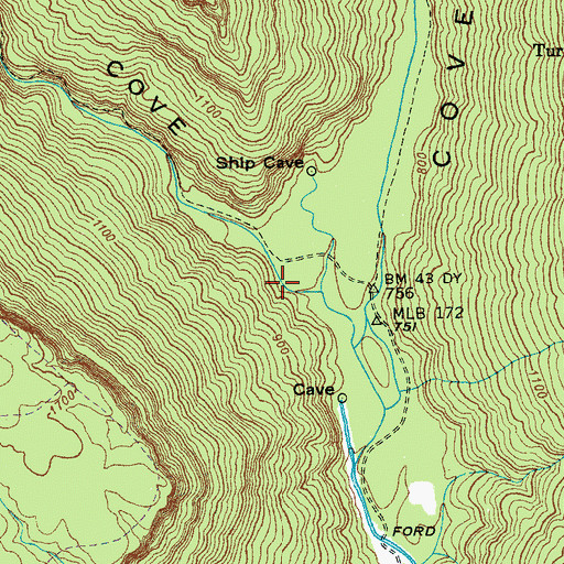 Topographic Map of Indian Cove, TN